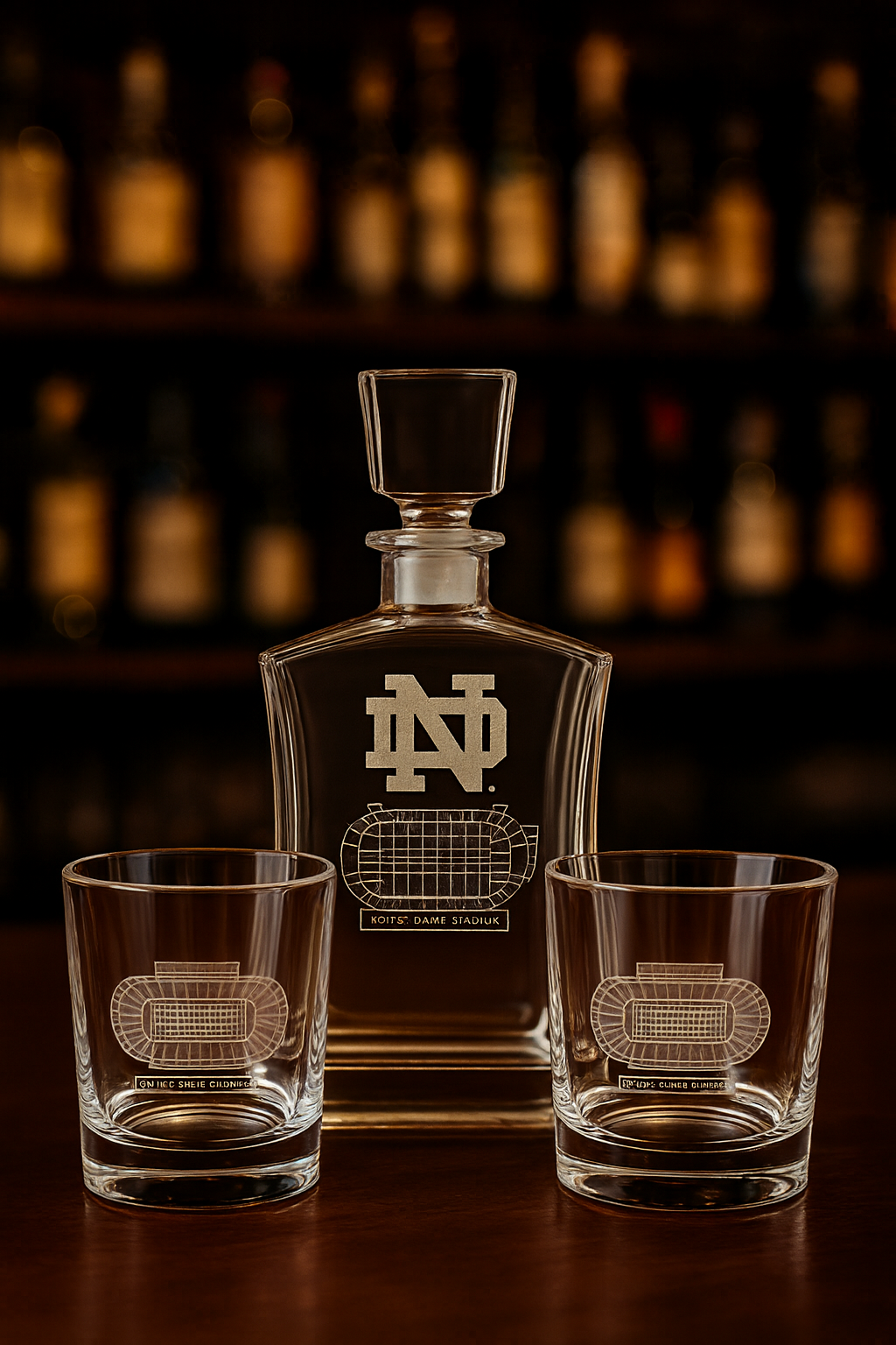 Stadium Etched Decanter Set – Premium Laser Engraved Whiskey Gift Set