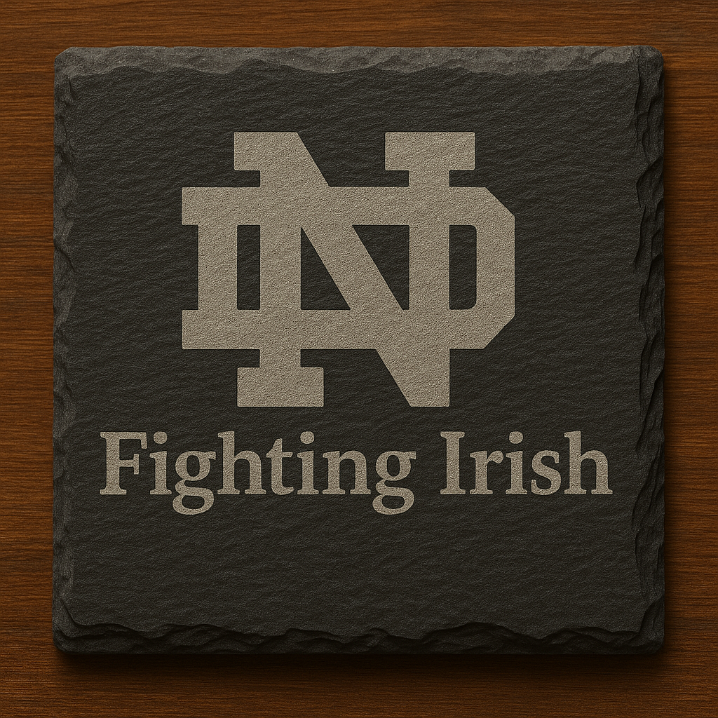 Notre Dame “Fighting Irish” Engraved Slate Coaster – 4×4" Laser Etched Barware