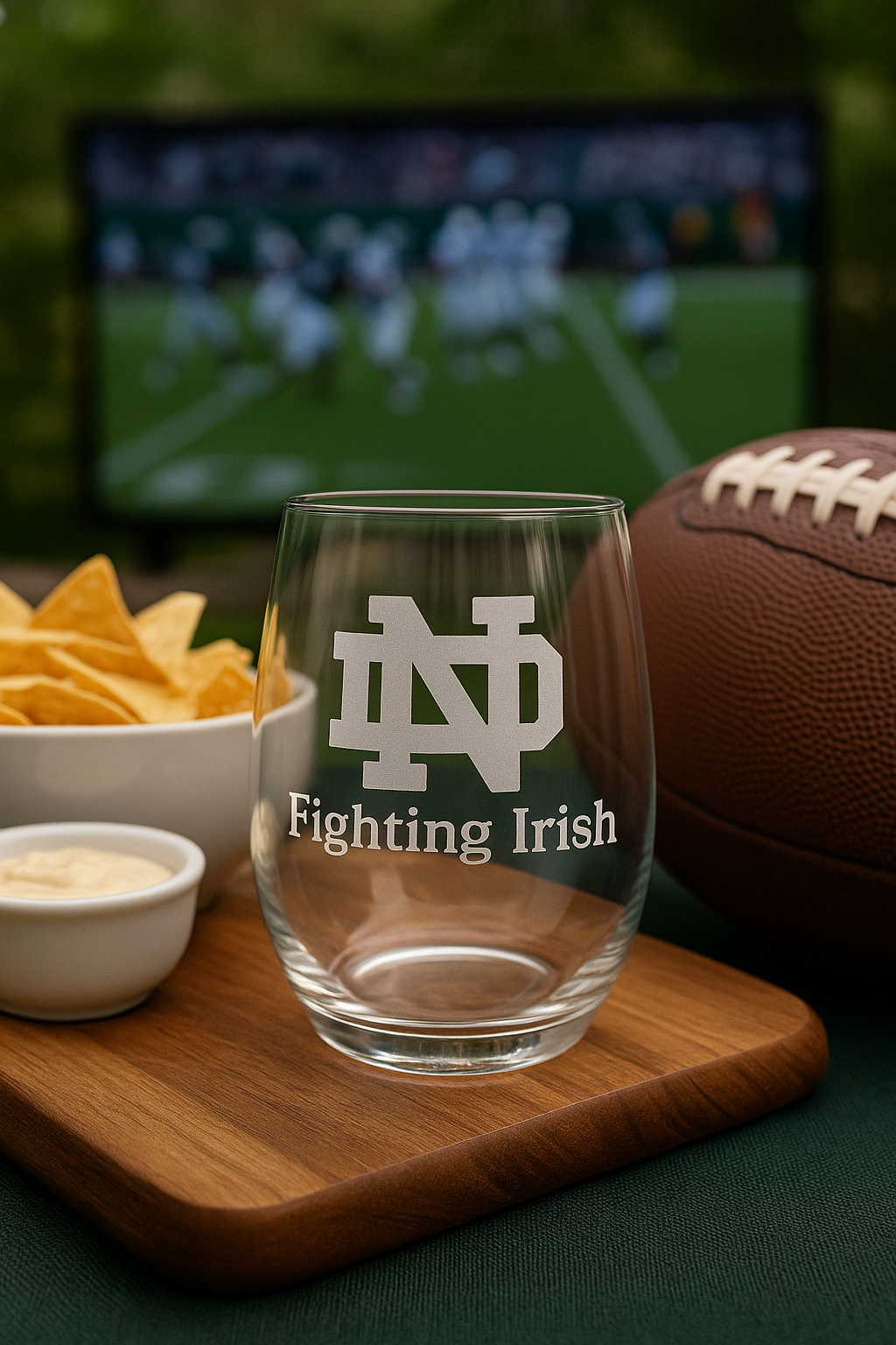 Notre Dame Fighting Irish Etched Glass – Premium Laser-Engraved Stemless Glass
