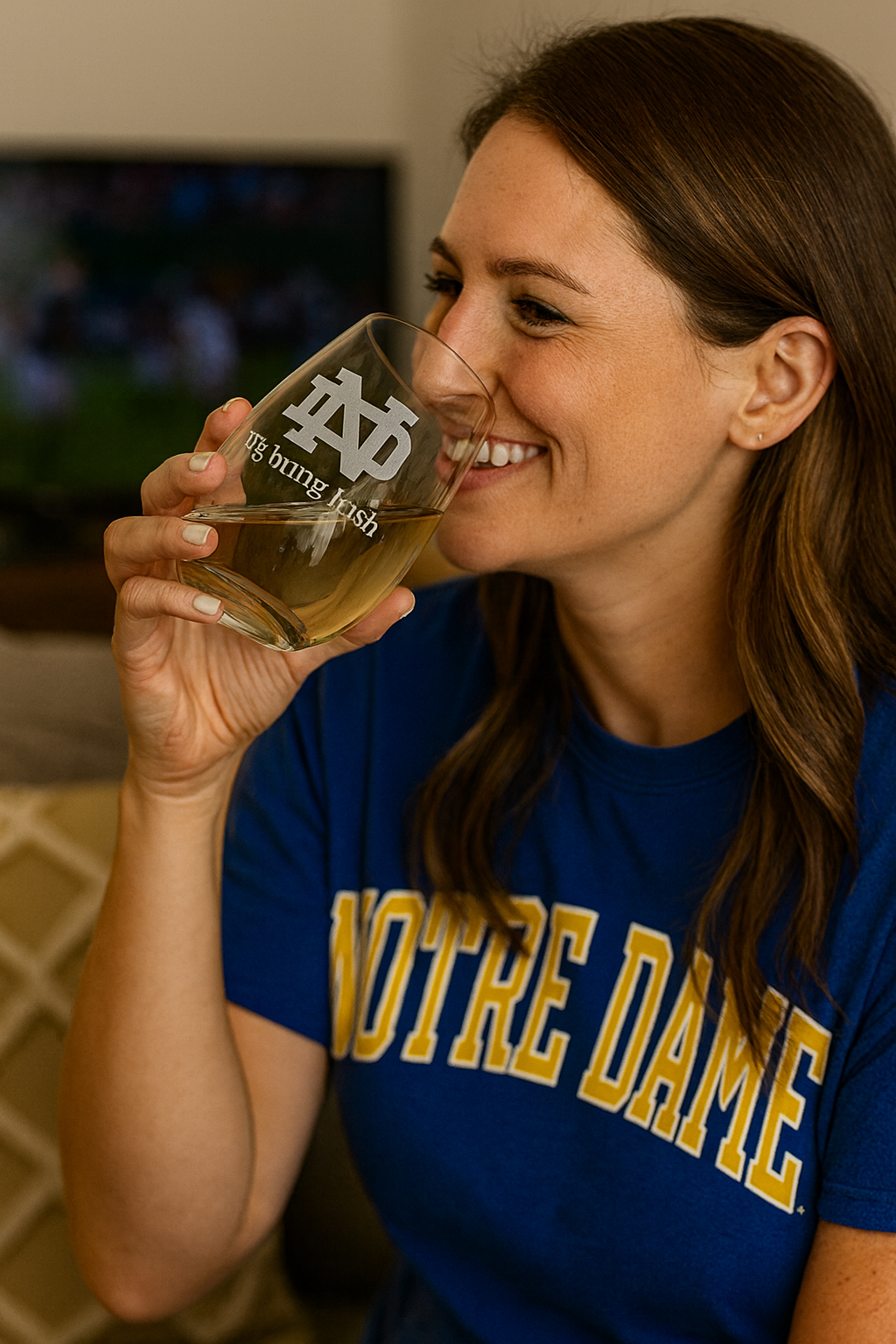 Notre Dame Fighting Irish Etched Glass – Premium Laser-Engraved Stemless Glass