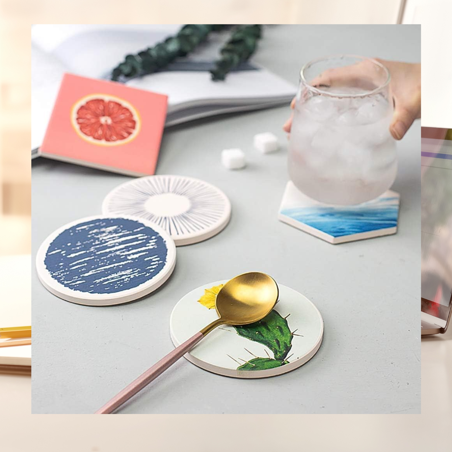 Personalized Ceramic Photo Coasters: Custom Text & Image Gift
