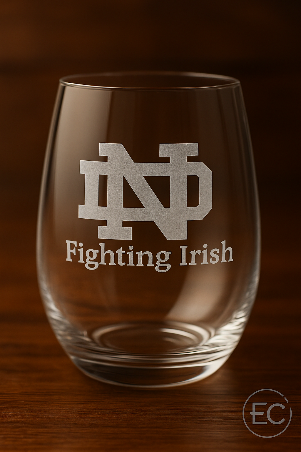 Notre Dame Fighting Irish Etched Glass – Premium Laser-Engraved Stemless Glass