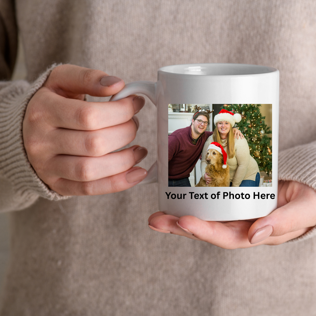 Custom White Ceramic Mug: Personalized Text & Image, 11oz/15oz